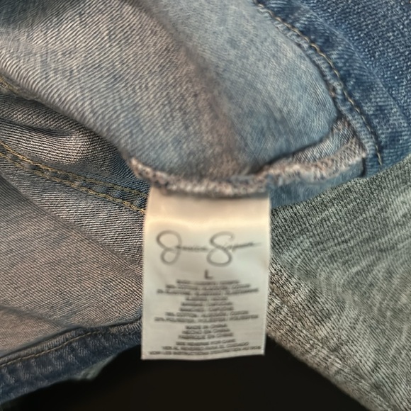 Jessica Simpson Hooded Jean Jacket sz Large - Picture 10 of 10